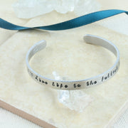 Personalised aluminium bangle bracelet.