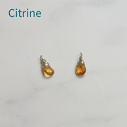 Citrine briolette gemstones set in a handmade silver wire setting. To add onto the hoop earrings, available on their own, in sets of two or three, and combined with hoop or twisted hoop earrings.