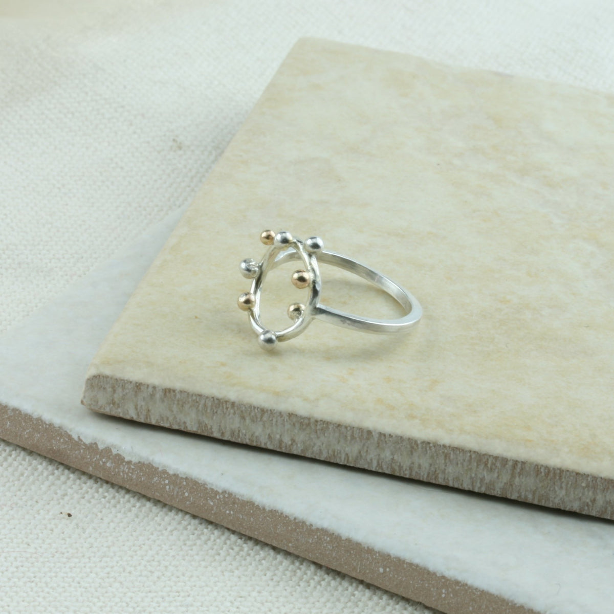 Silver hoop ring with 9ct gold and silver balls – KlaarSmithDesign