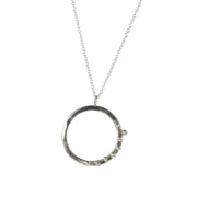 Silver flat hoop pendant necklace with silver balls